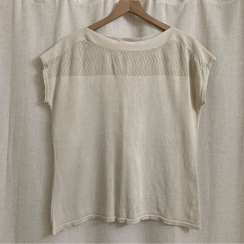 Coldwater Creek Silk & Cotton Blend Knit Boatneck Shirt XL